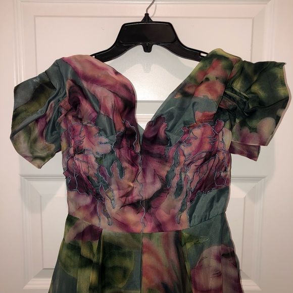 New Geisha Designs x Anthropologie Off-The-Shoulder Floral Appliqué Dress sz XS - Picture 7 of 12